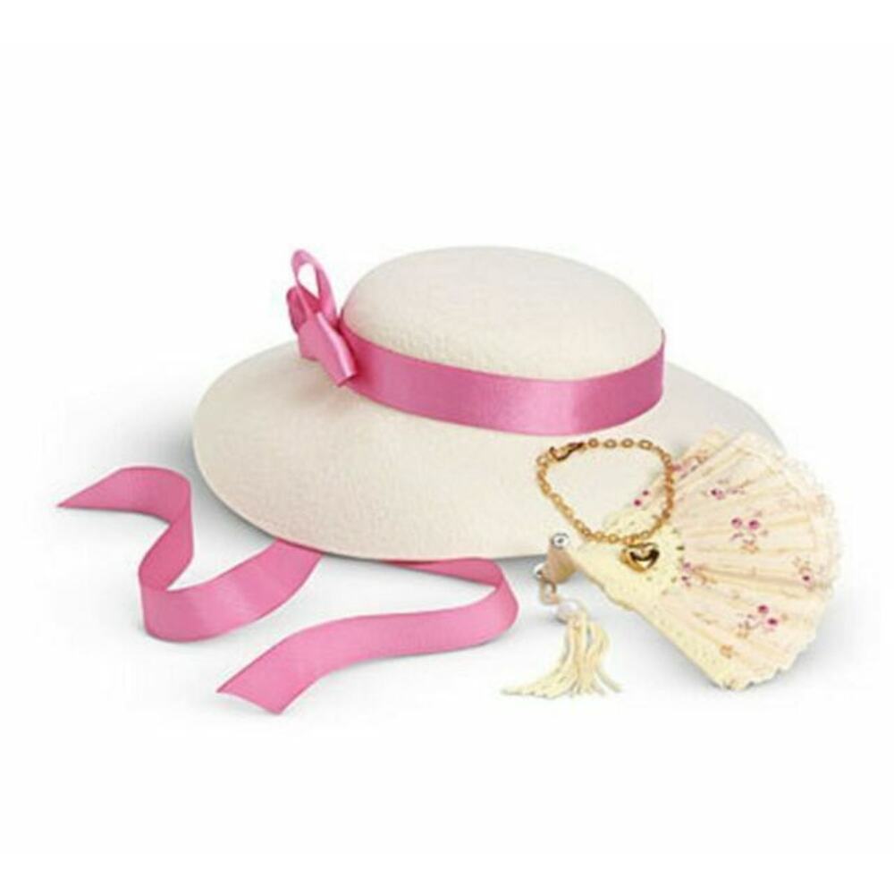 American Girl Doll Marie Grace Accessories Hat Heart Locket Necklace Fan New Box